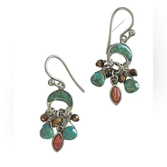 Silpada Turquoise|Tiger’s Eye Sterling Silver Earrings - Picture 5 of 5